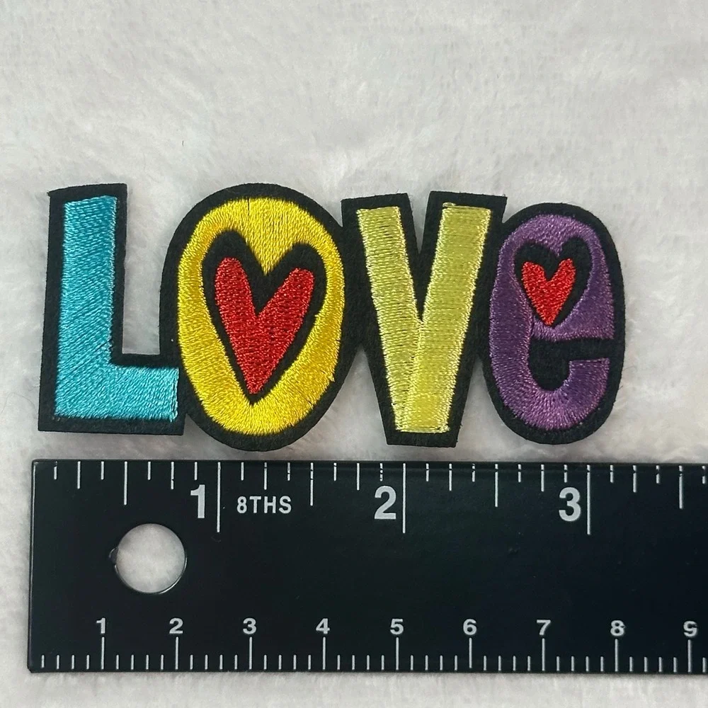 LOVE Embroidered Patch  Multi New Iron‎ On Heart Applique - Picture 2 of 4